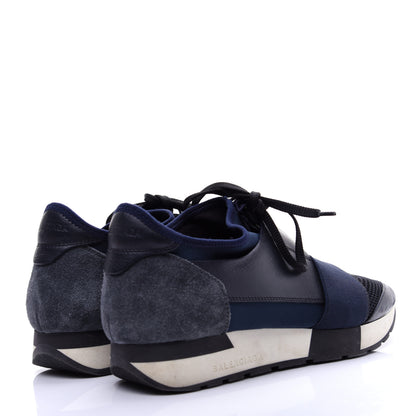 Balenciaga Calfskin Neoprene Mesh Womens Race Runner Sneakers 38 Bleu Nuit 4 of 11