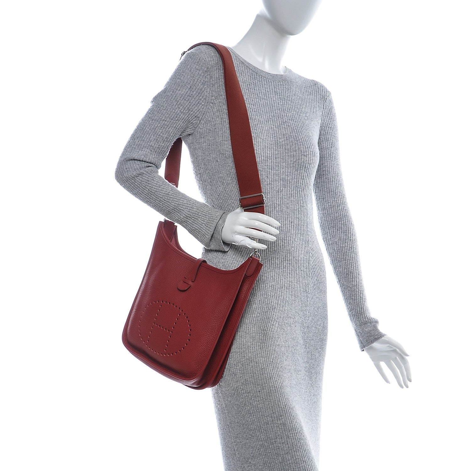 Hermes Taurillon Clemence Evelyne III PM Rouge Casaque 2 of 8