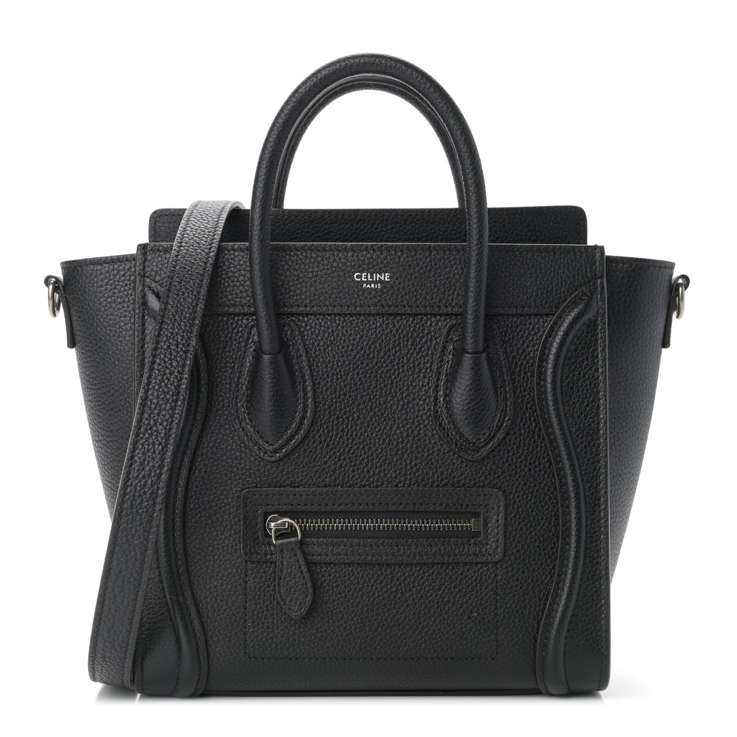 Celine Drummed Calfskin Nano Luggage Black 1 of 10