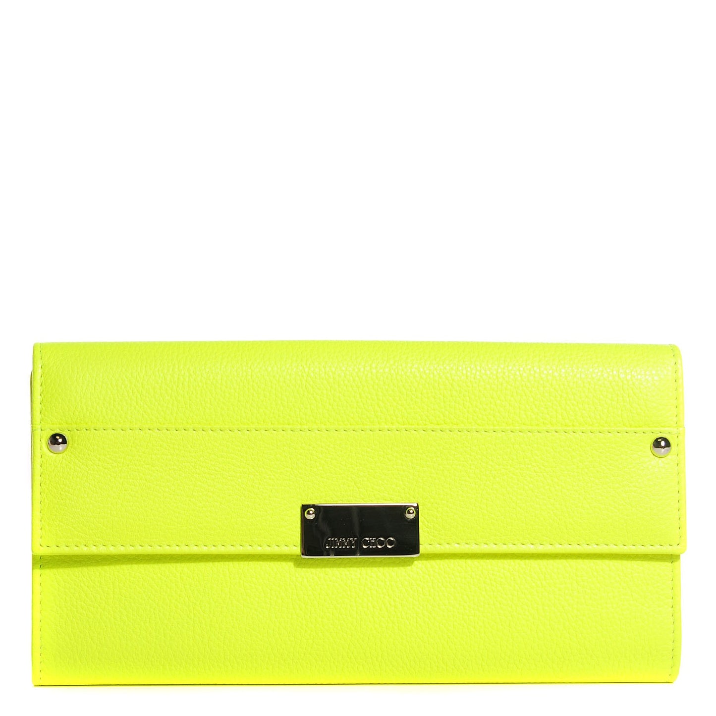 Grainy Calf Reese Wallet Clutch Neon Yellow