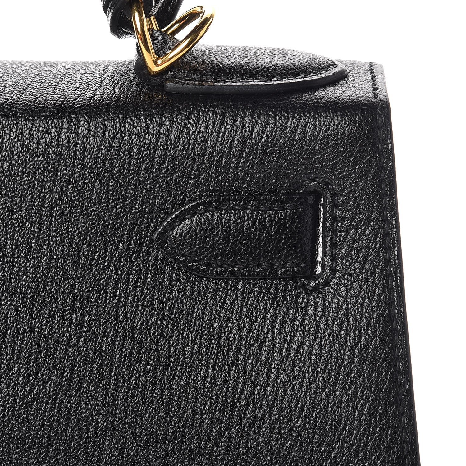 Hermes Chevre Mysore Horseshoe Kelly Sellier 28 Black Deep Red 12 of 36