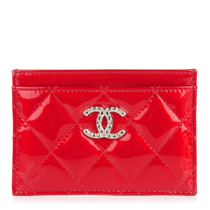 Chanel Patent Quilted Brilliant Card Holder Red 1 of 8