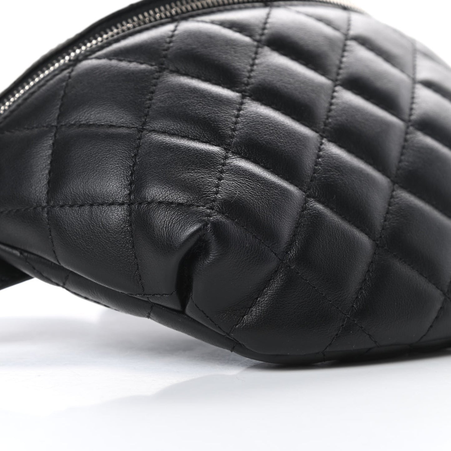 Calfskin Quilted Waist Belt Bag Black