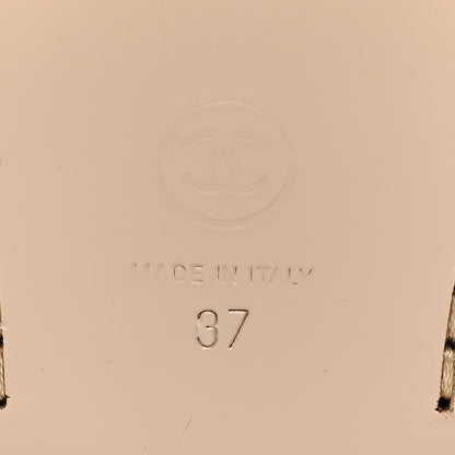Chanel Shiny Calfskin CC Loafers 37 Beige White 6 of 8