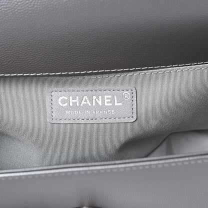 Chanel Metallic Caviar Quilted Medium Boy Flap Silver 6 of 15