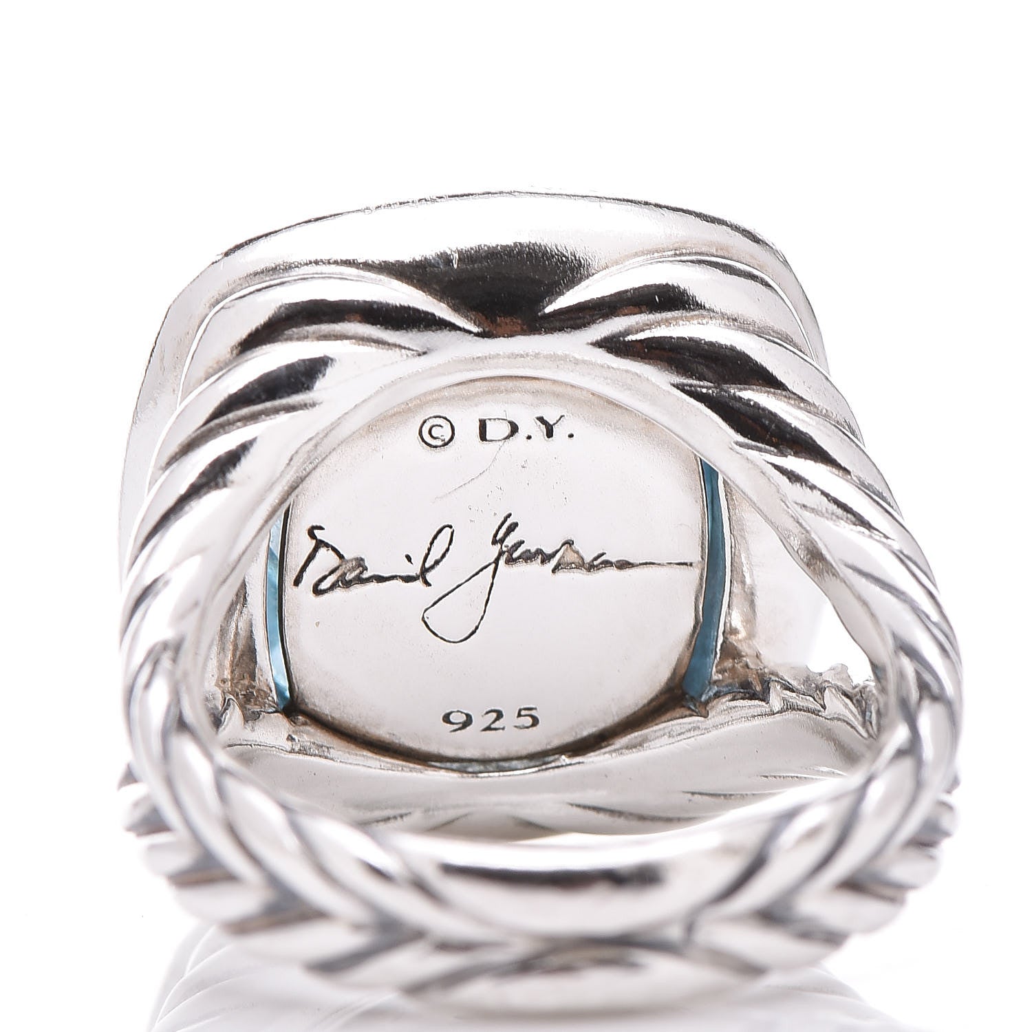 David Yurman Sterling Silver Diamond Blue Topaz 14mm Albion Ring 52 6 5 of 5