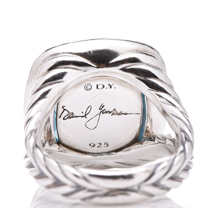 David Yurman Sterling Silver Diamond Blue Topaz 14mm Albion Ring 52 6 5 of 5