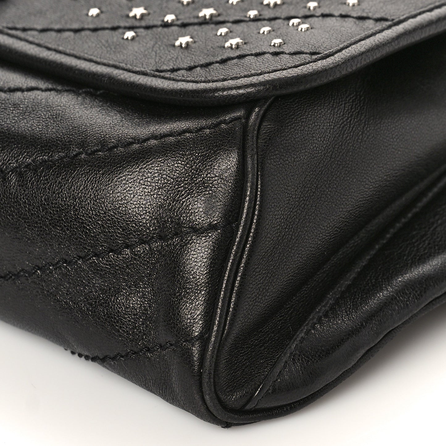 Calfskin Studded Stardust Monogram Niki Shoulder Bag Black