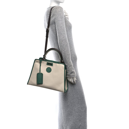 Fendi Vitello Seta Century Nappa Canvas Medium Peekaboo Iconic Defender Satchel Moresco Verde Islanda 3 of 11
