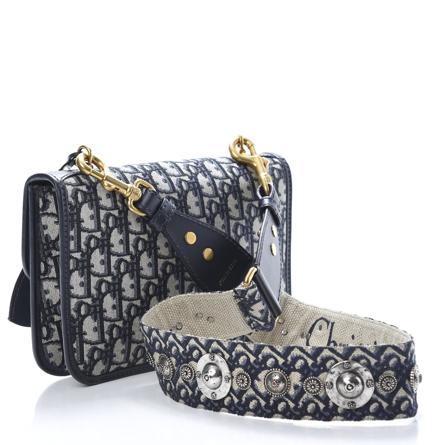 Oblique DiorAddict Flap Bag Navy Blue
