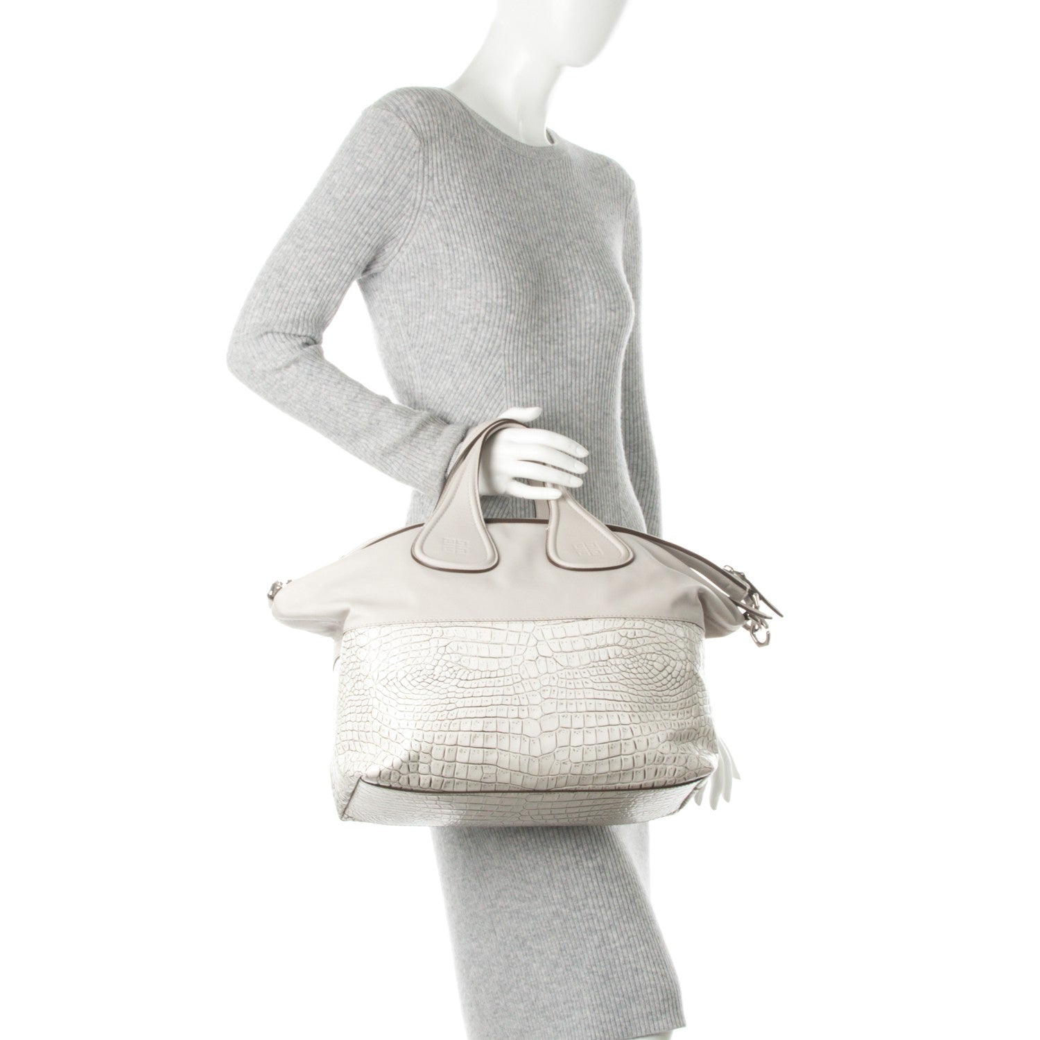 Givenchy Calfskin Crocodile Embossed Medium Nightingale Off White 3 of 8