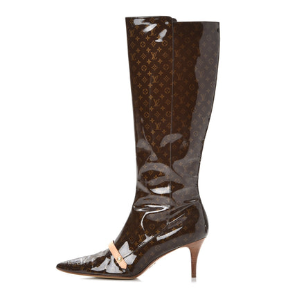 Louis Vuitton Monogram Patent Gina Knee Boots 40 1 of 9