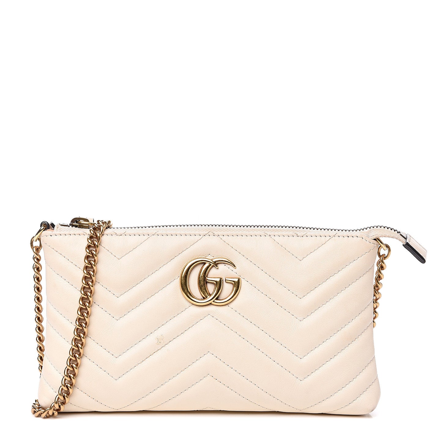 Calfskin Matelasse Mini GG Marmont Chain Bag White