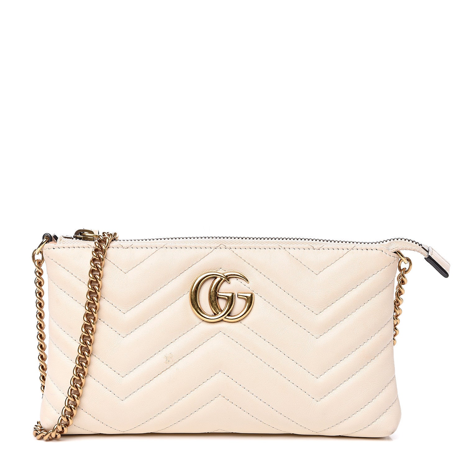 Gucci Calfskin Matelasse Mini GG Marmont Chain Bag White 1 of 11