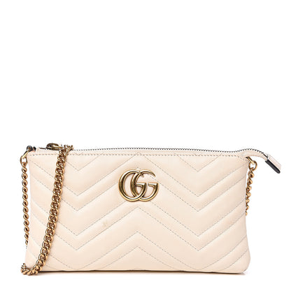 Gucci Calfskin Matelasse Mini GG Marmont Chain Bag White 1 of 11