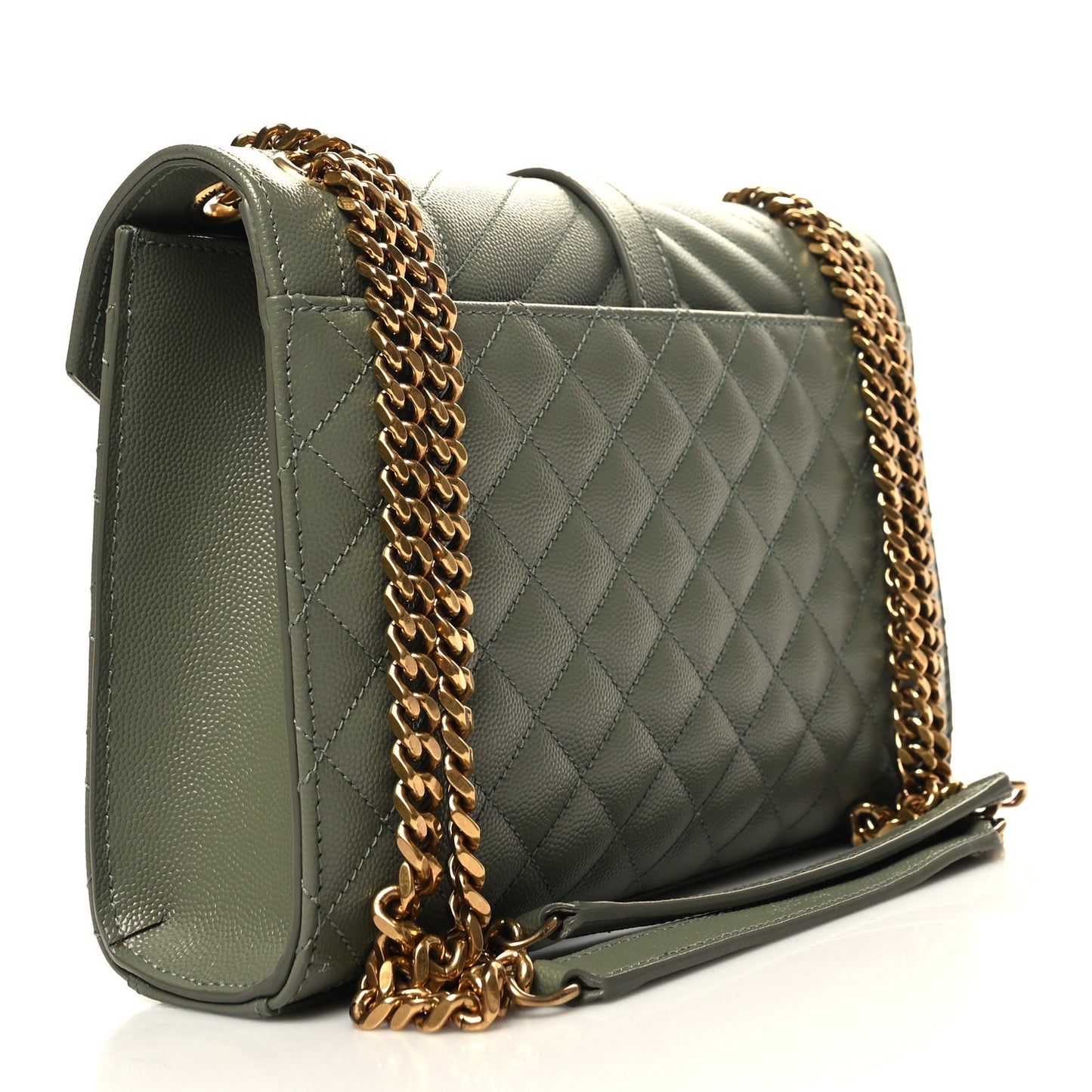 Grain De Poudre Textured Mixed Matelasse Triquilt Medium Monogram Satchel Light Sage