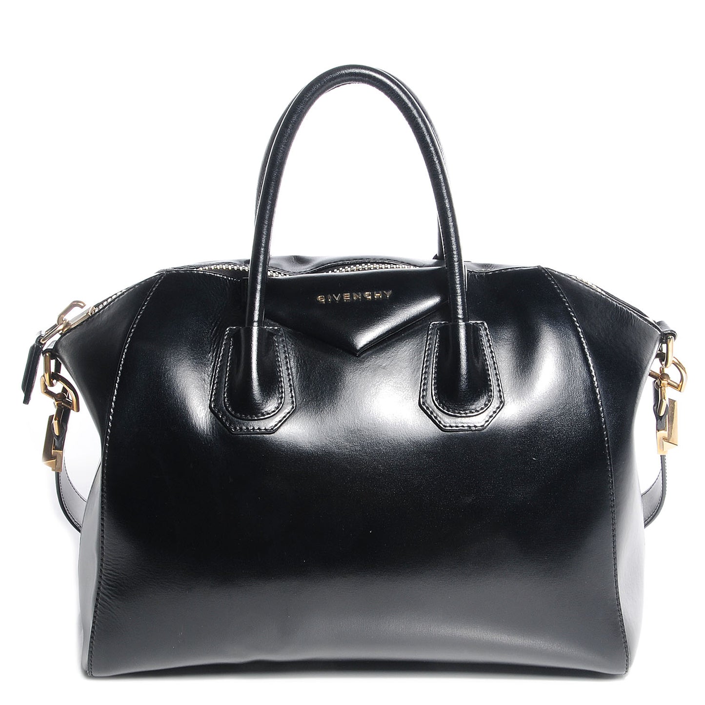 Shiny Lord Calfskin Medium Antigona Black