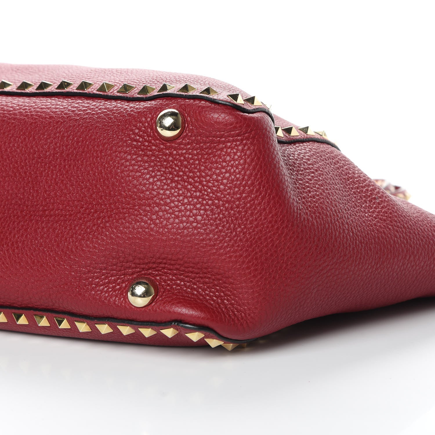Valentino Garavani Pebbled Calfskin Medium Rockstud Tote Scarlet 10 of 12