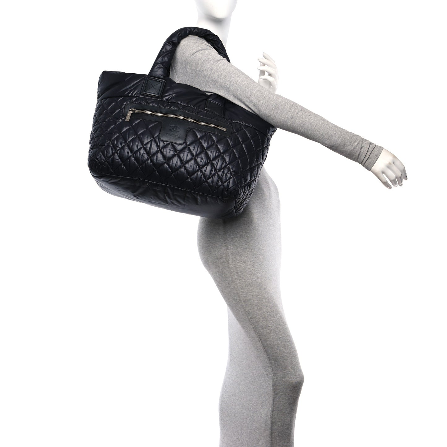 Nylon Quilted Large Coco Cocoon Tote Black