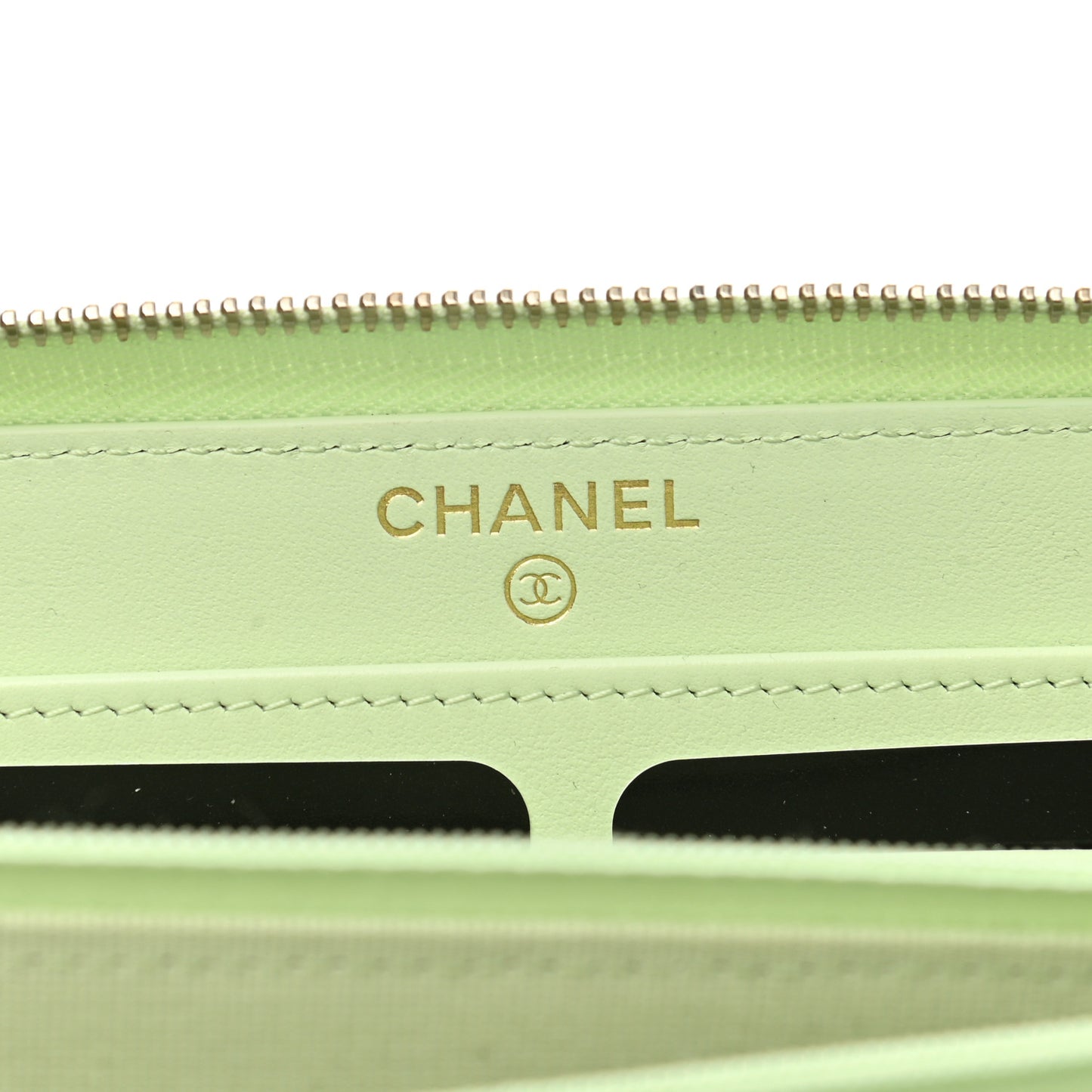Caviar Quilted Zip Around Wallet Light Green