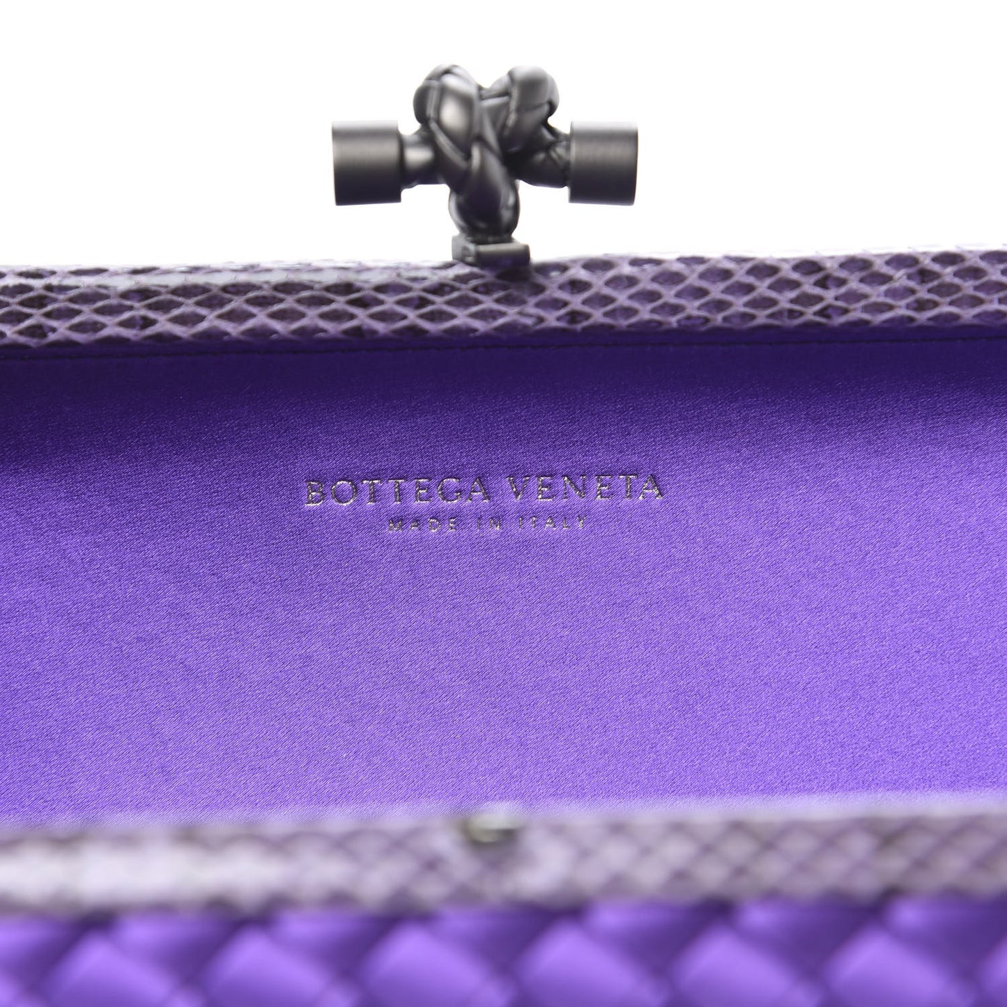 Satin Intreccio Impero Ayers Stretch Knot Clutch Purple