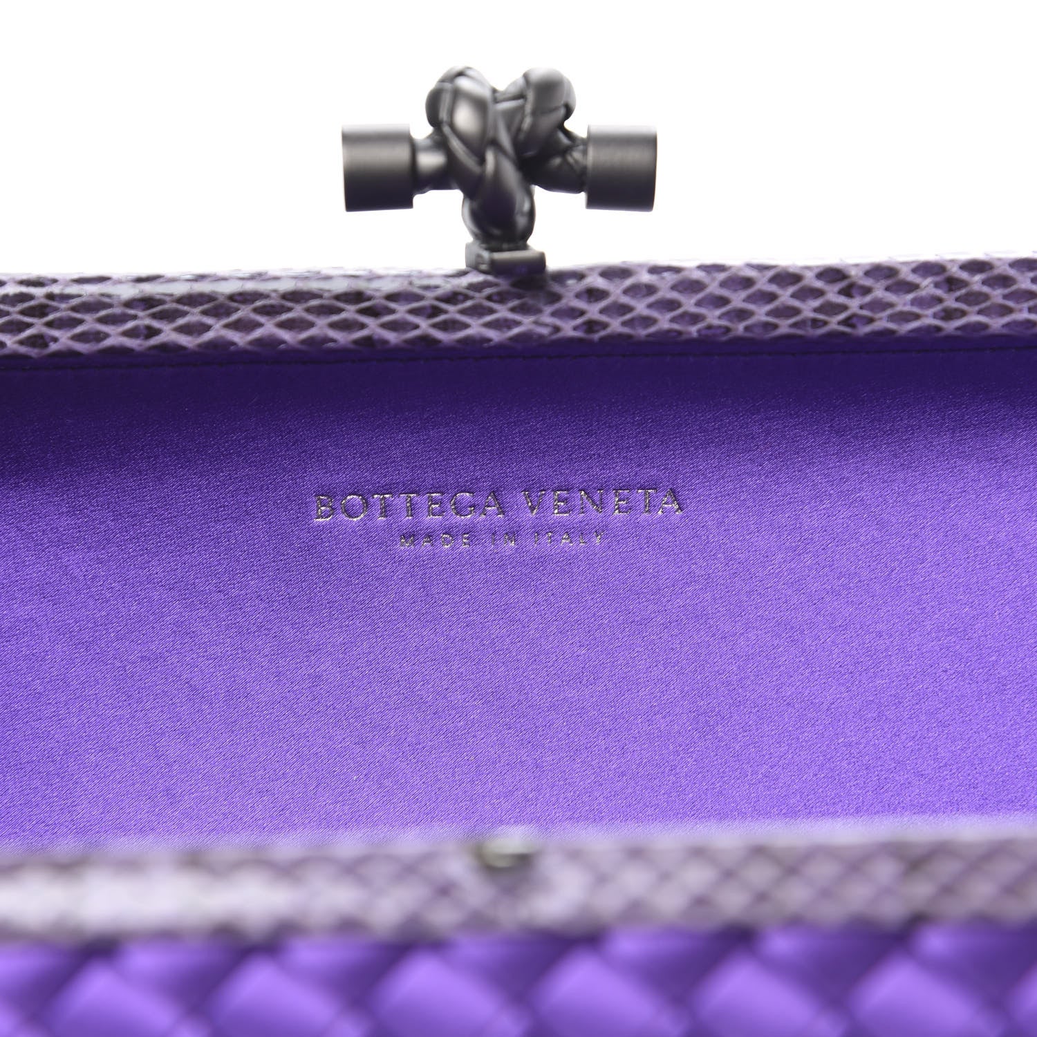 Bottega Veneta Satin Intreccio Impero Ayers Stretch Knot Clutch Purple 6 of 8