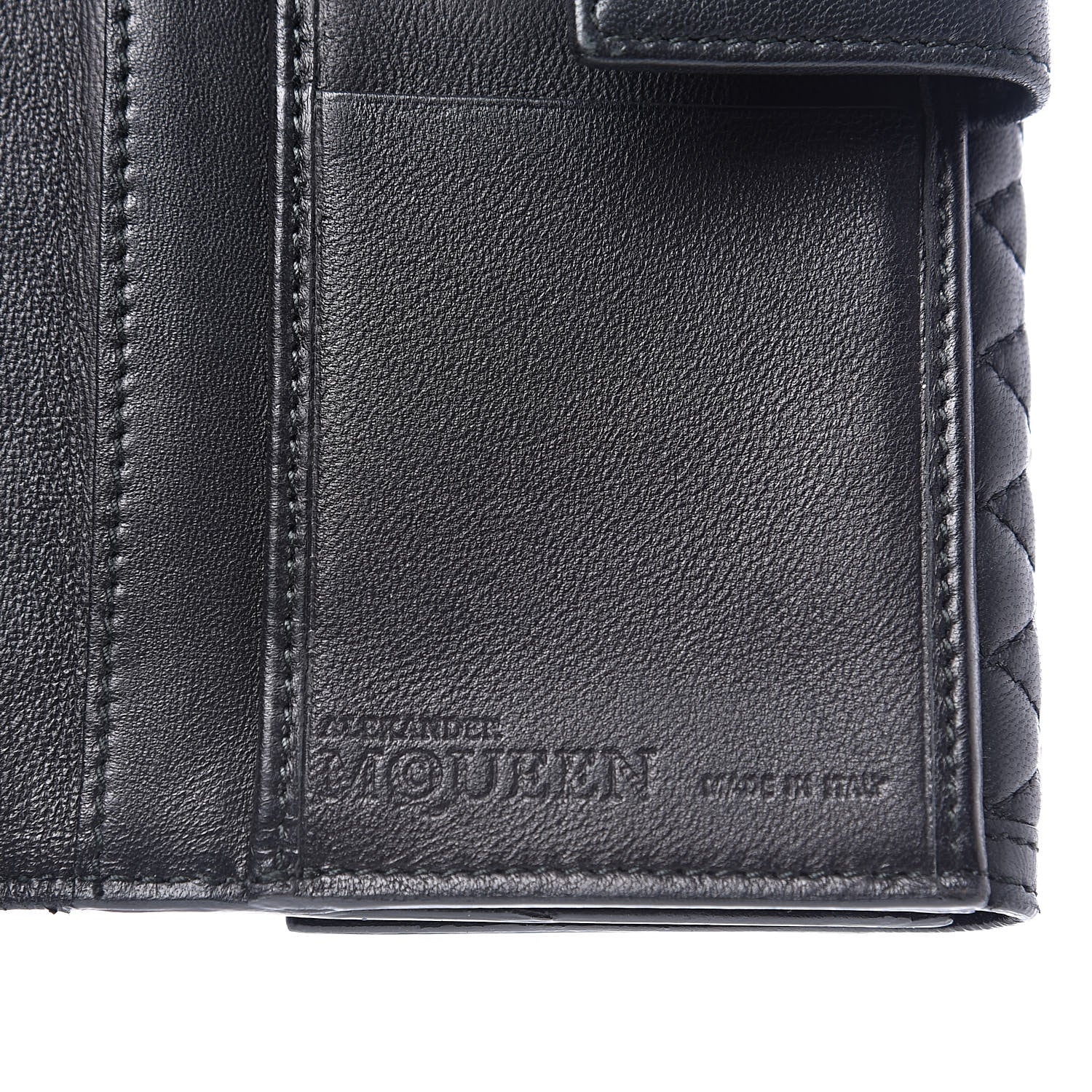 Alexander McQueen Calfskin Quilted Studded Skull Continental Wallet Black 7 of 11