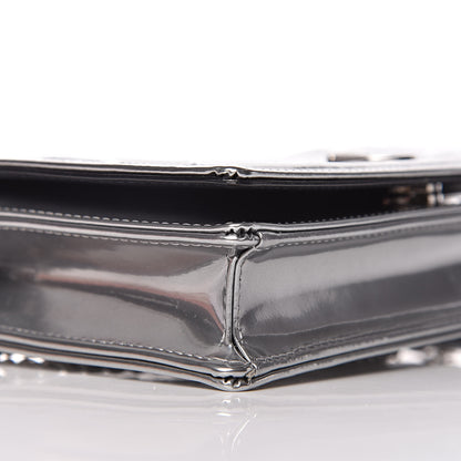 Christian Dior Metallic Patent Micro-Cannage Diorama Wallet on Chain Pouch Silver 7 of 9