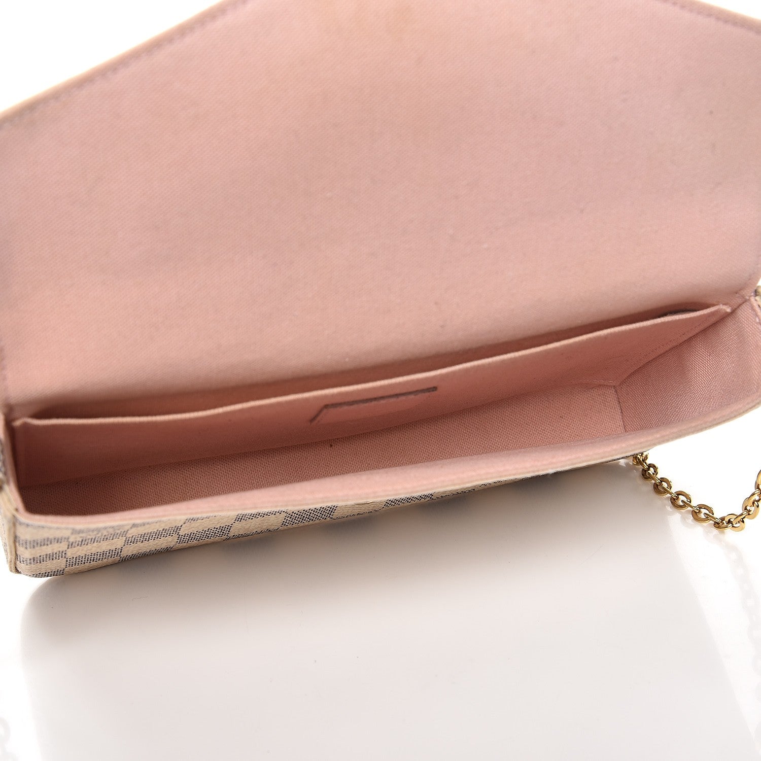 Louis Vuitton Damier Azur Pochette Felicie Chain Wallet Rose Ballerine 5 of 12