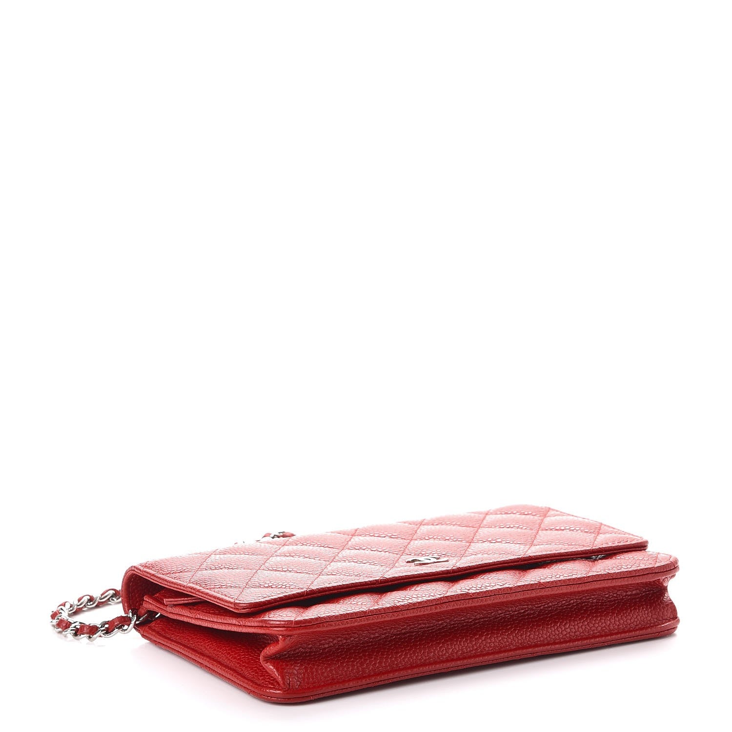 Chanel Caviar Quilted Wallet on Chain WOC Red 4 of 9