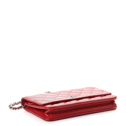 Chanel Caviar Quilted Wallet on Chain WOC Red 4 of 9