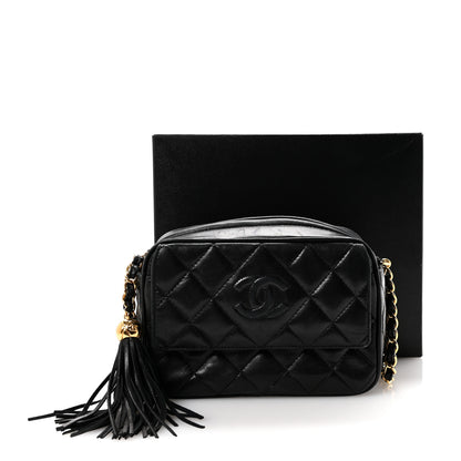 Chanel Lambskin Quilted Tassel Camera Case Black Black 12 of 12