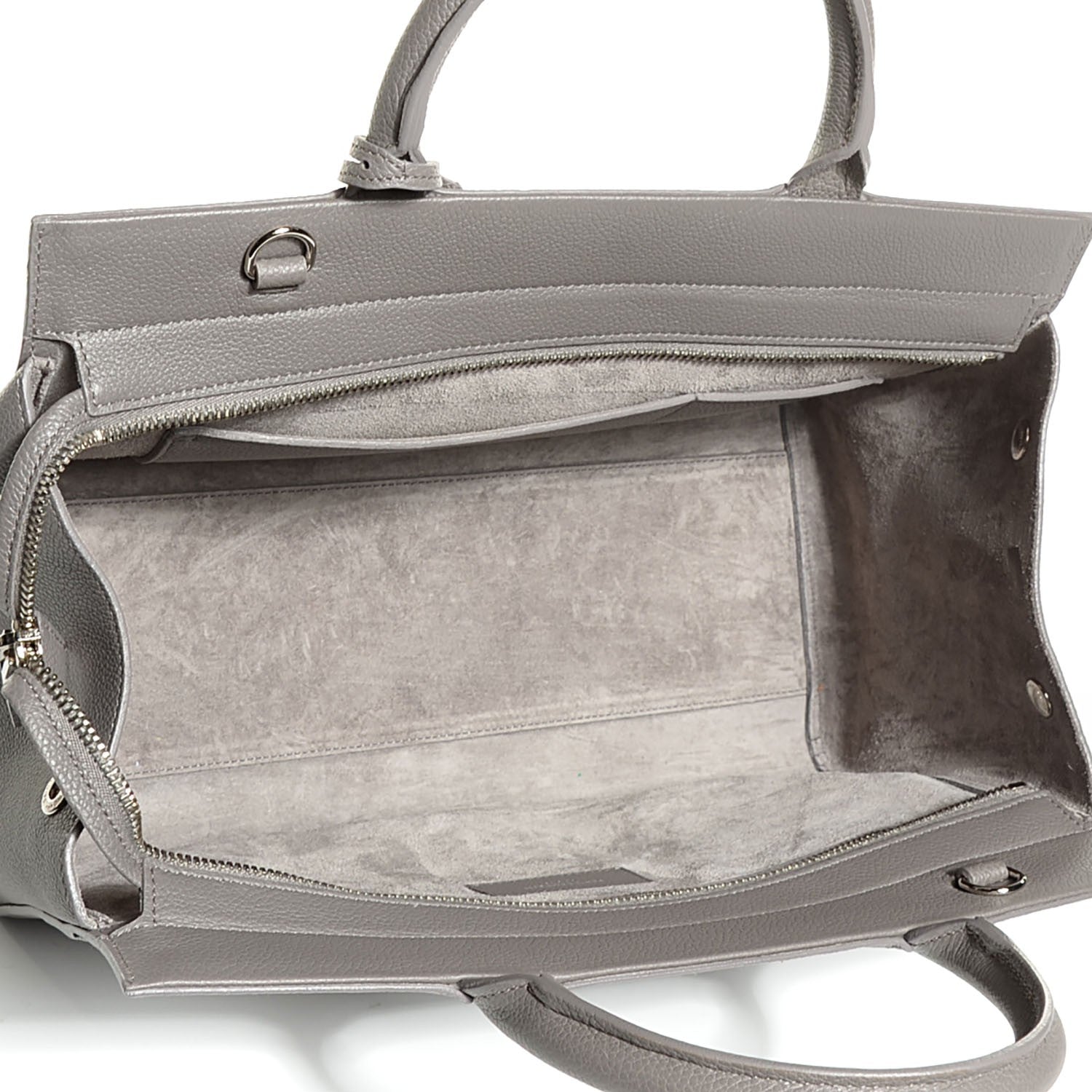 Saint Laurent Grained Calfskin Small Cabas Rive Gauche Bag Fog 5 of 9