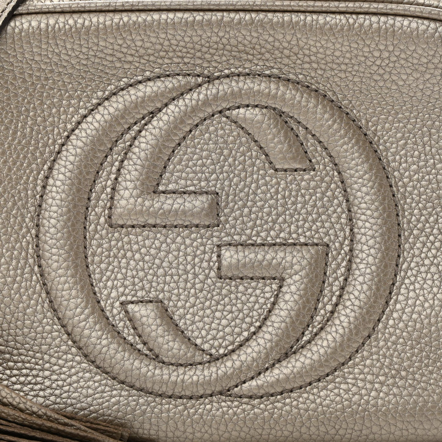 Metallic Pebbled Calfskin Small Soho Disco Bag Golden Beige
