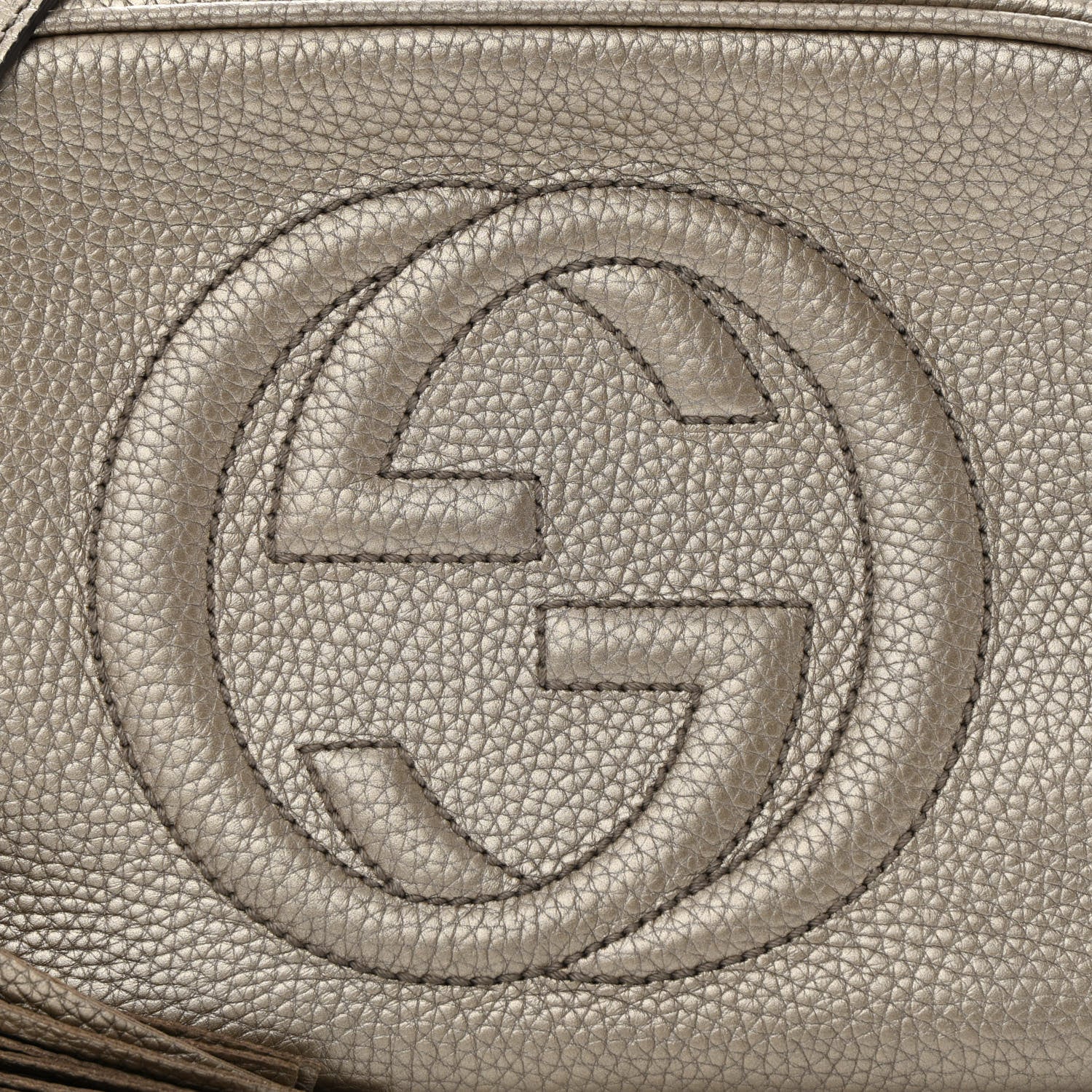 Gucci Metallic Pebbled Calfskin Small Soho Disco Bag Golden Beige 8 of 10