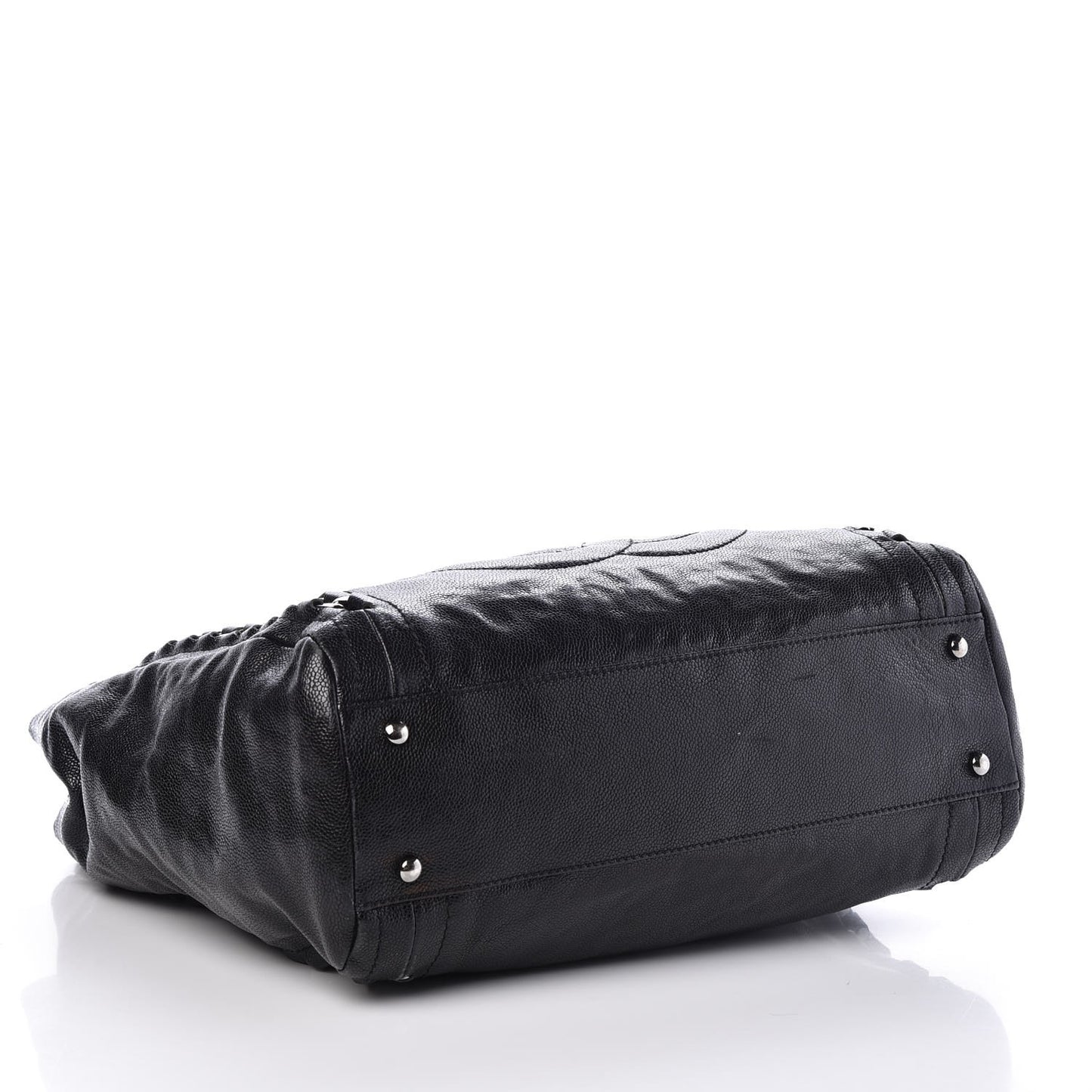 Glazed Caviar Modern Chain Tote Black