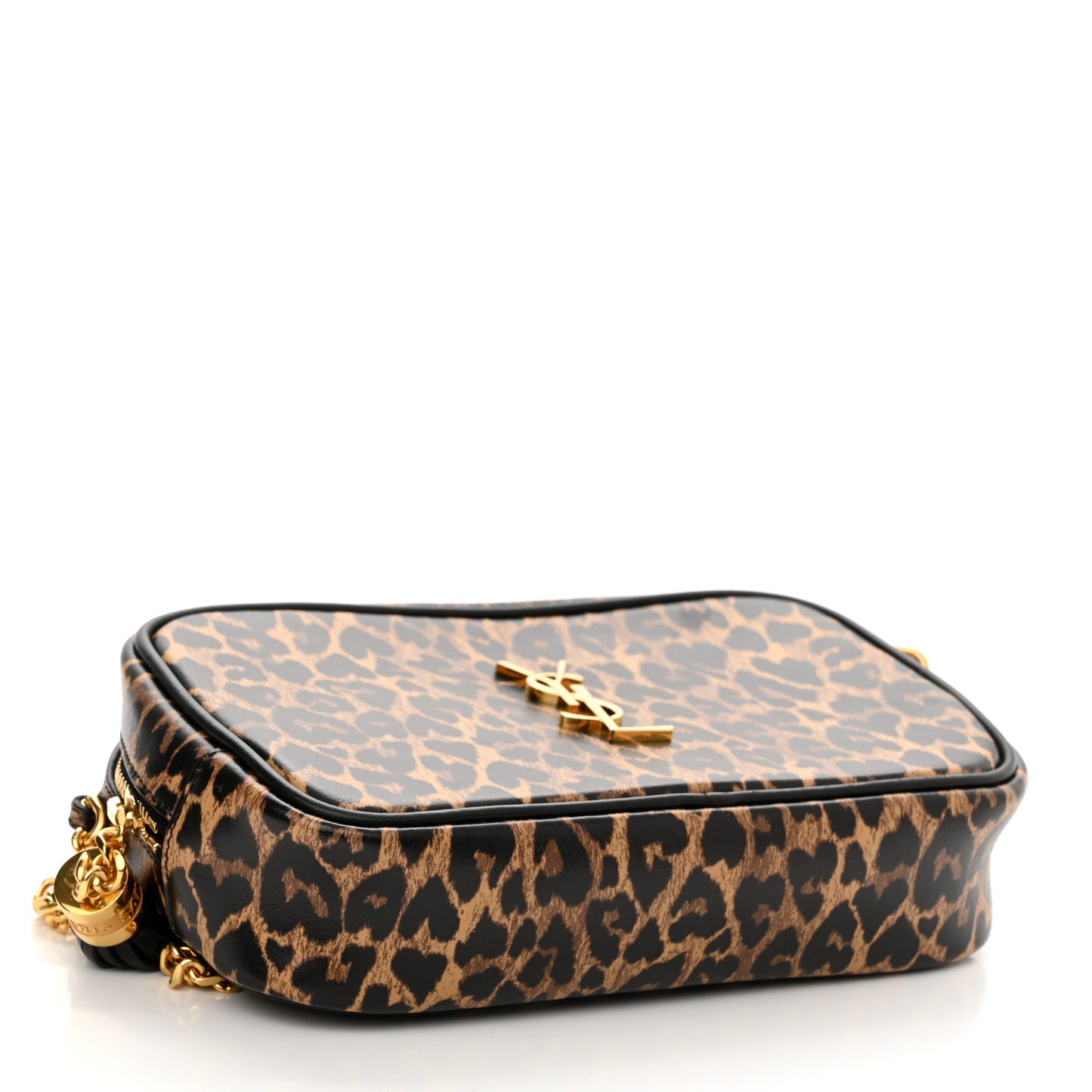 Calfskin Heart Leopard Print Monogram Mini Lou Camera Bag Toffee
