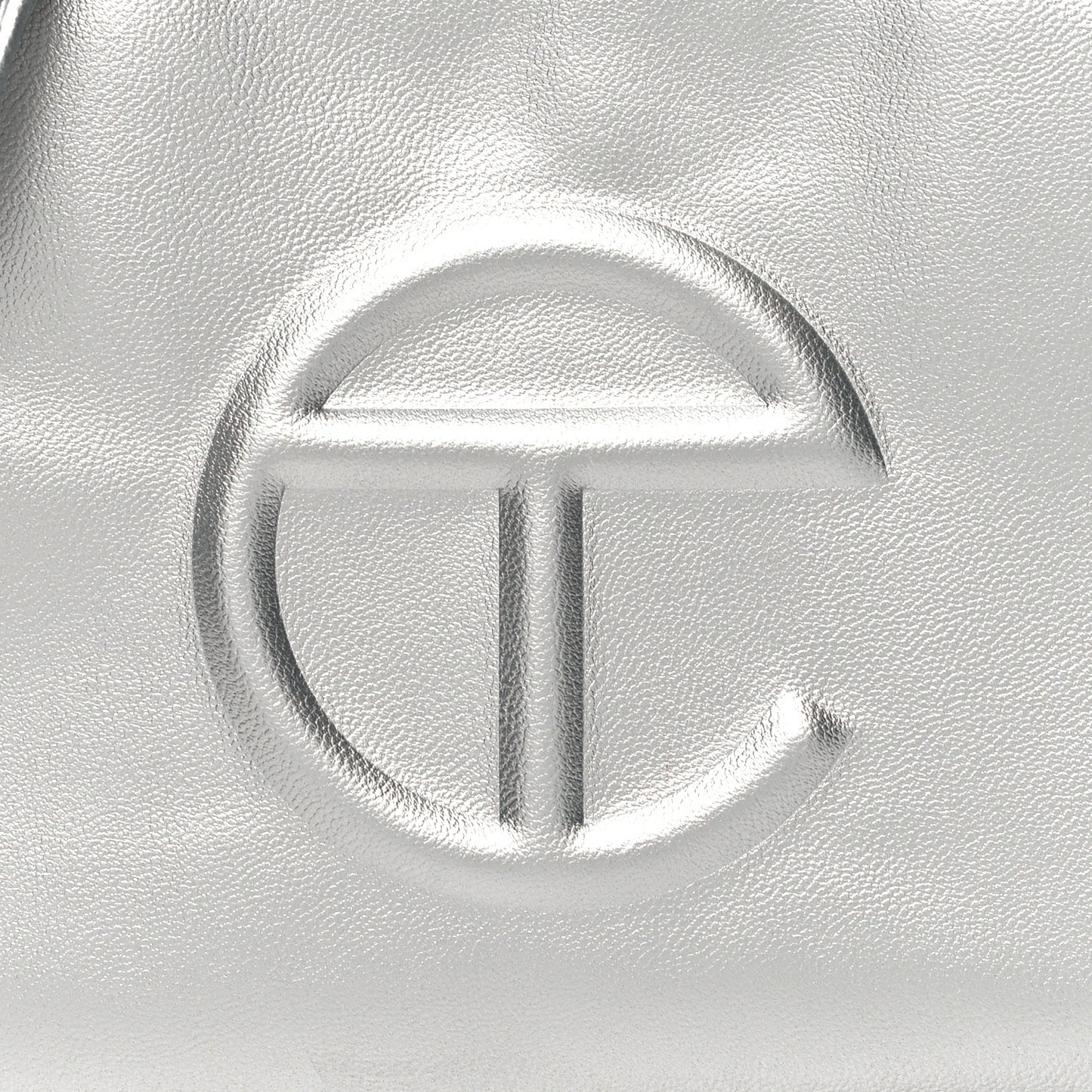 Metallic Vegan Leather Small Shopping Bag Silver
