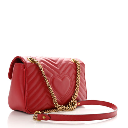 Gucci Calfskin Matelasse Small GG Marmont Shoulder Bag Hibiscus Red 2 of 10