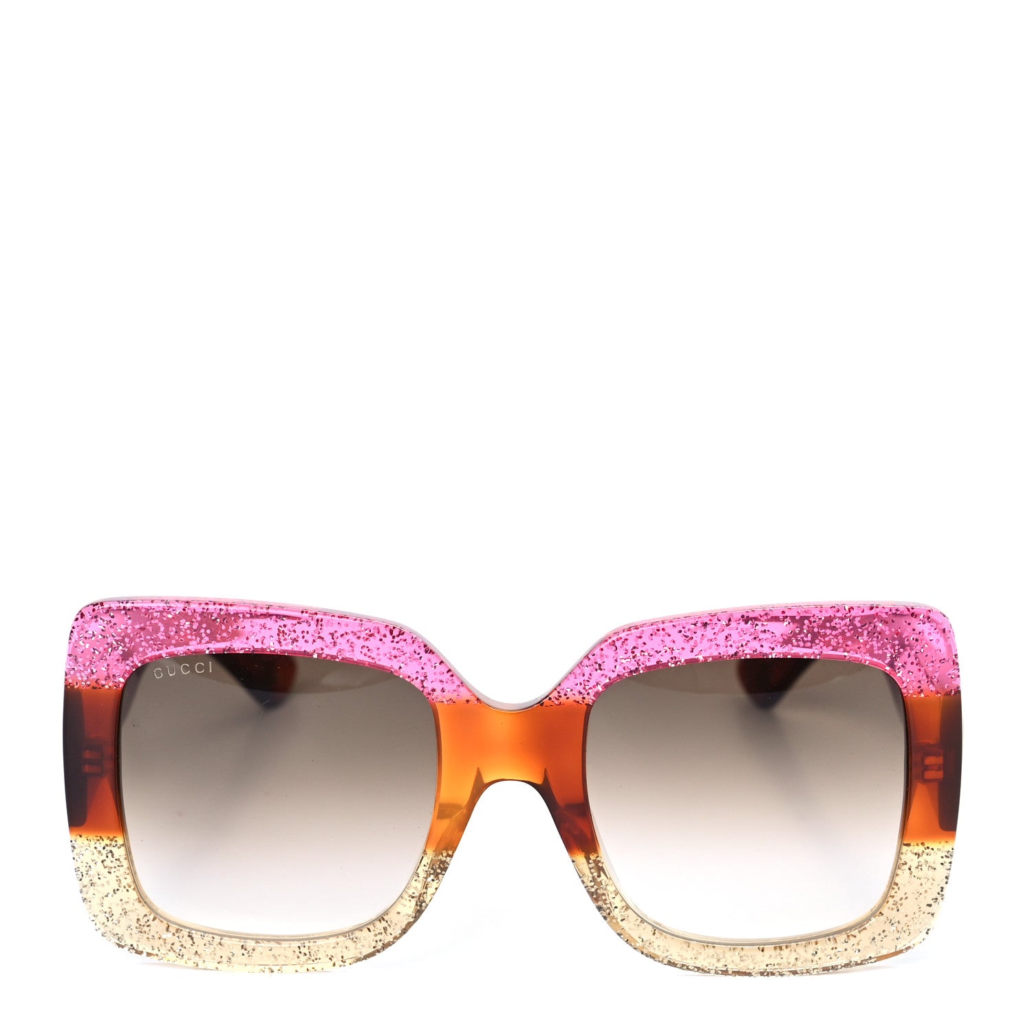 Gucci Acetate Square Frame Sunglasses GG0083S Glitter Pink Multi 4 of 7