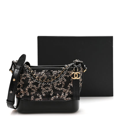 Chanel Sequin Calfskin Small Gabrielle Hobo Black Gold 11 of 11