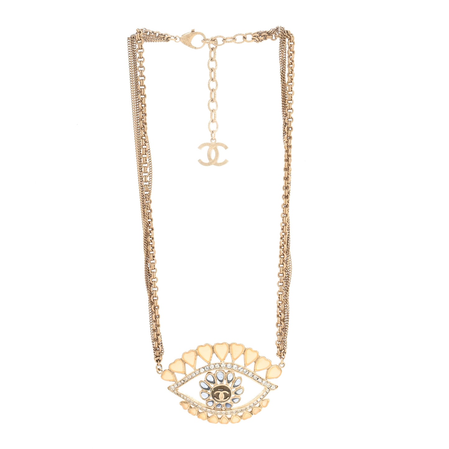 Resin Crystal Eye Pendant Necklace Gold Multicolor
