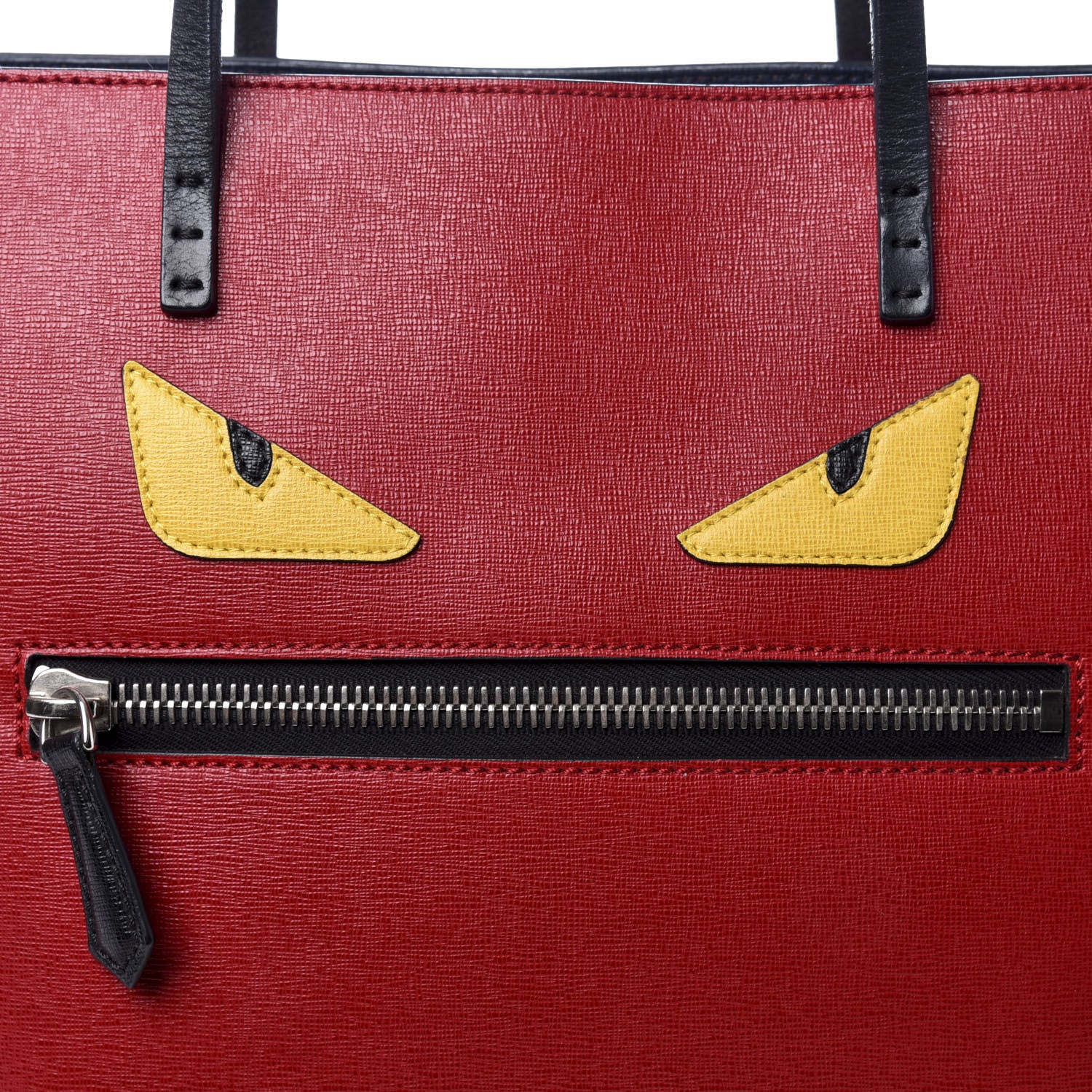 Fendi Vitello Elite Cuoio Monster Buggies Medium Roll Tote Mattone Black Multicolor Lavagna 9 of 9