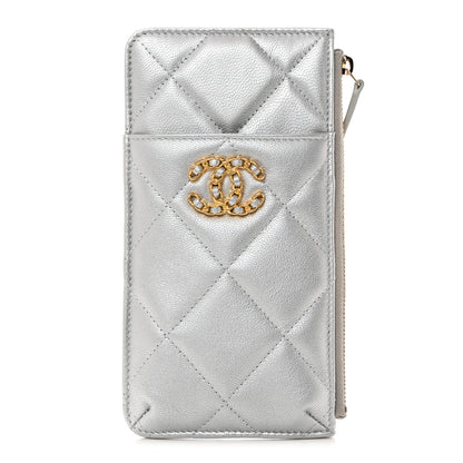Chanel Lambskin Quilted Chanel 19 Phone and Card Holder Silver 1 of 8