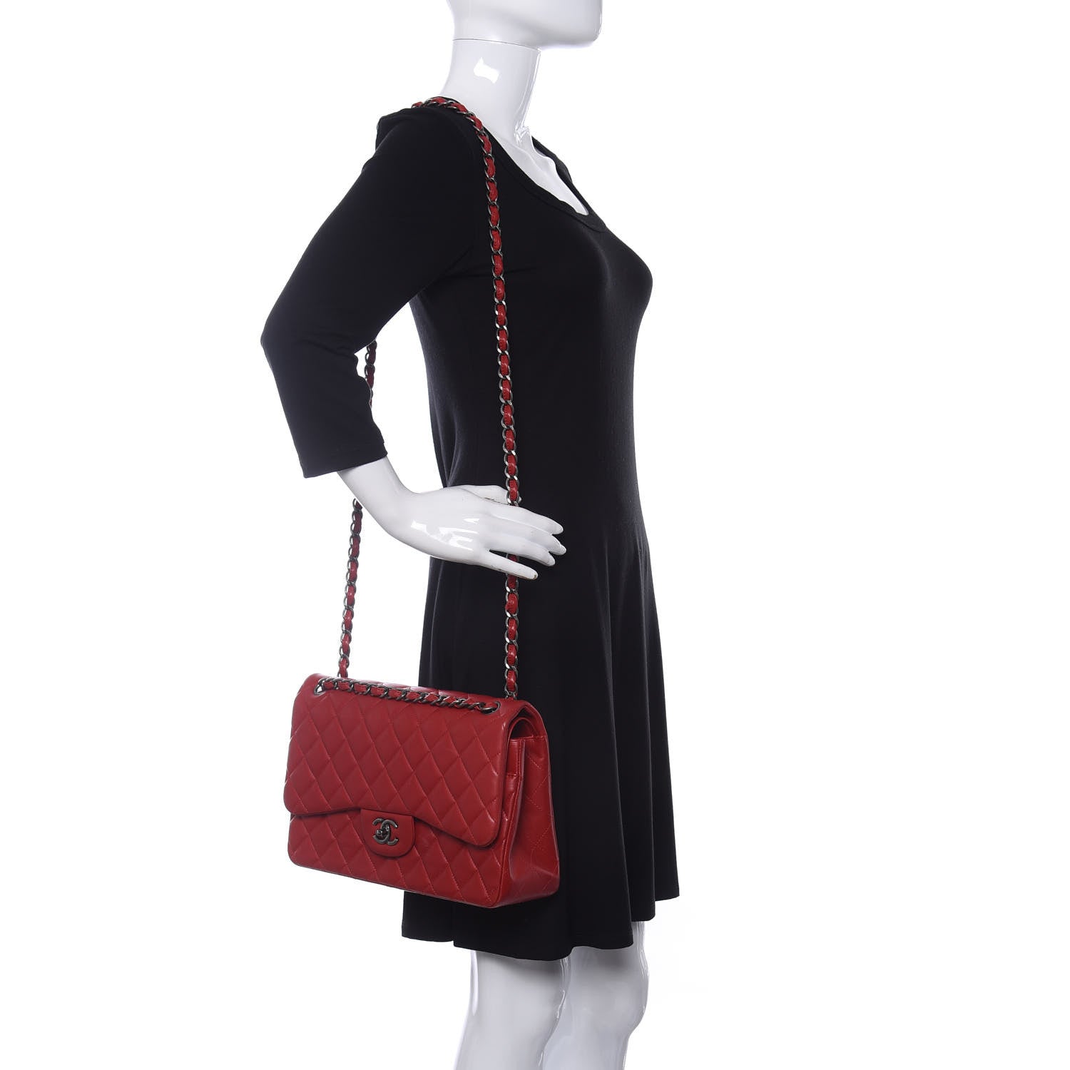 Chanel Lambskin Quilted Jumbo Double Flap Red 2 of 10