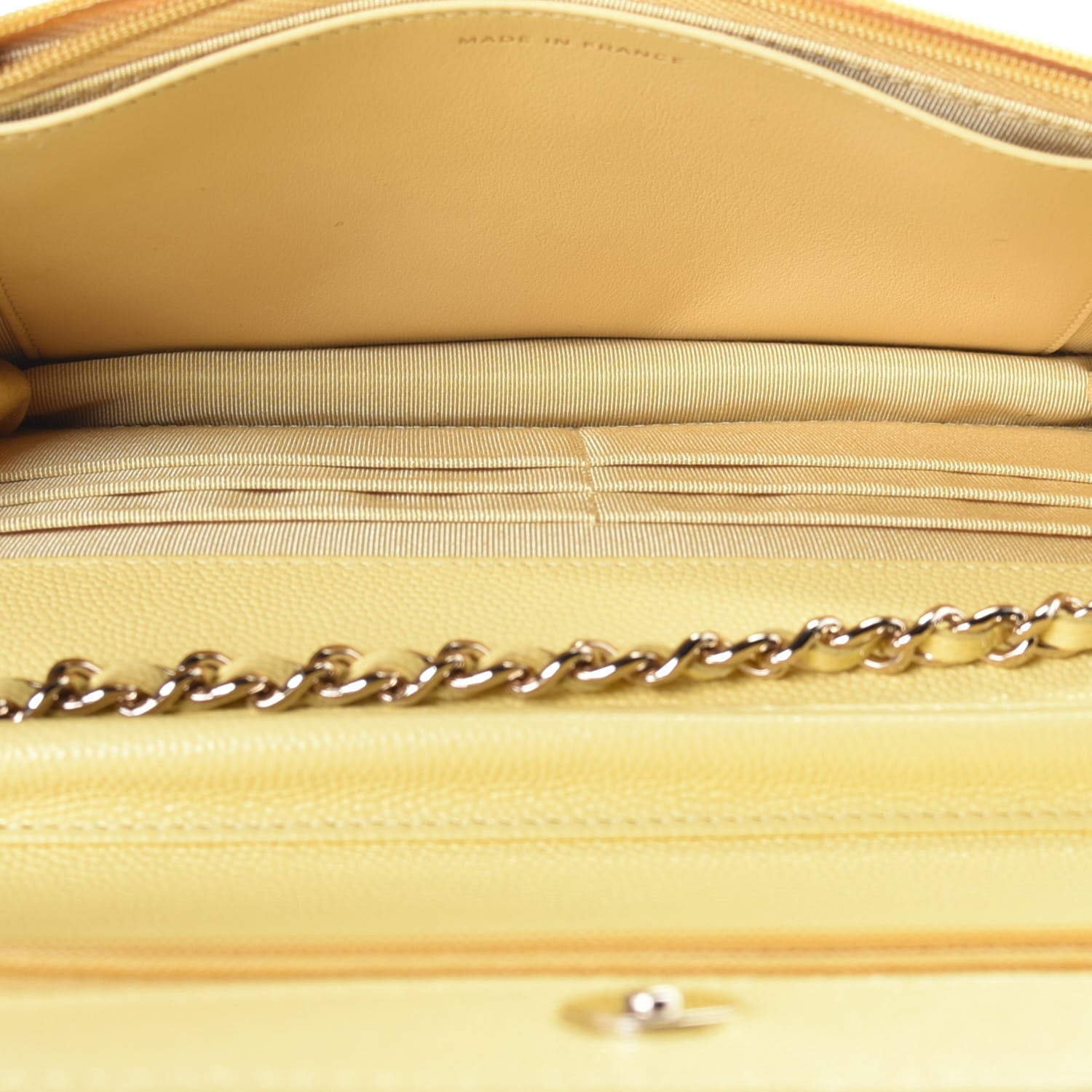 Chanel Caviar Quilted Wallet on Chain WOC Yellow 5 of 11