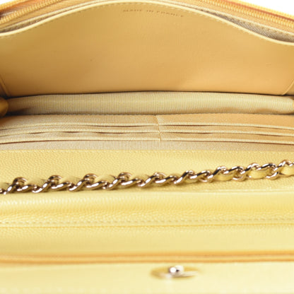 Chanel Caviar Quilted Wallet on Chain WOC Yellow 5 of 11