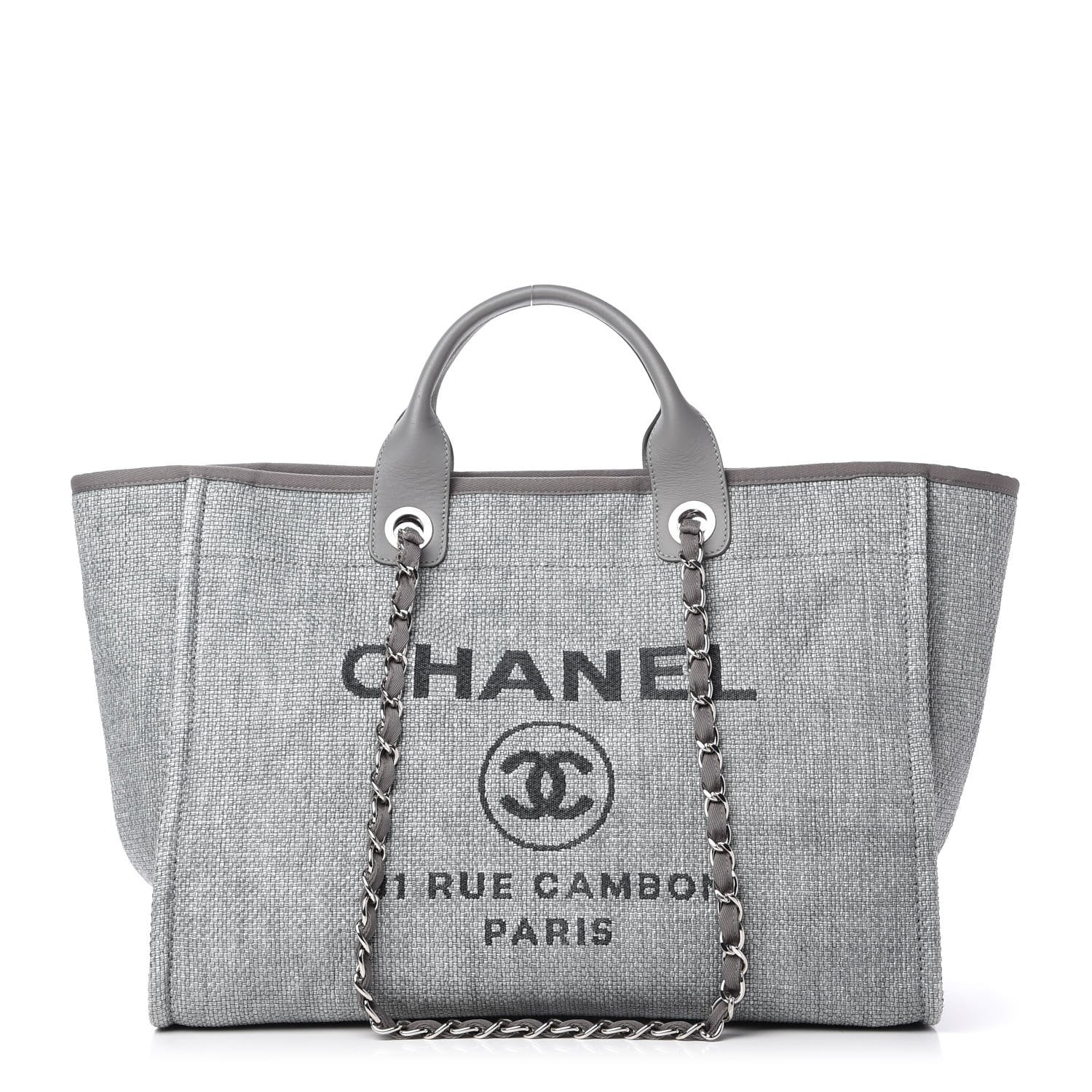 Chanel Woven Straw Raffia Medium Deauville Tote Grey 1 of 10