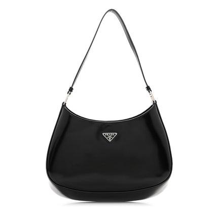 Prada Spazzolato Cleo Shoulder Bag Black 1 of 10