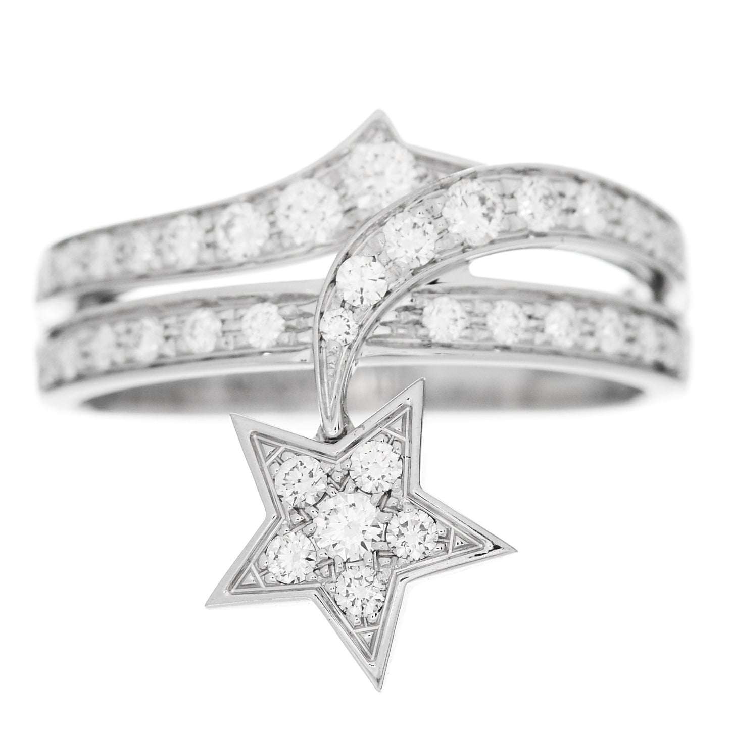 18K White Gold Diamond Etolie Filante Ring 53 6.25